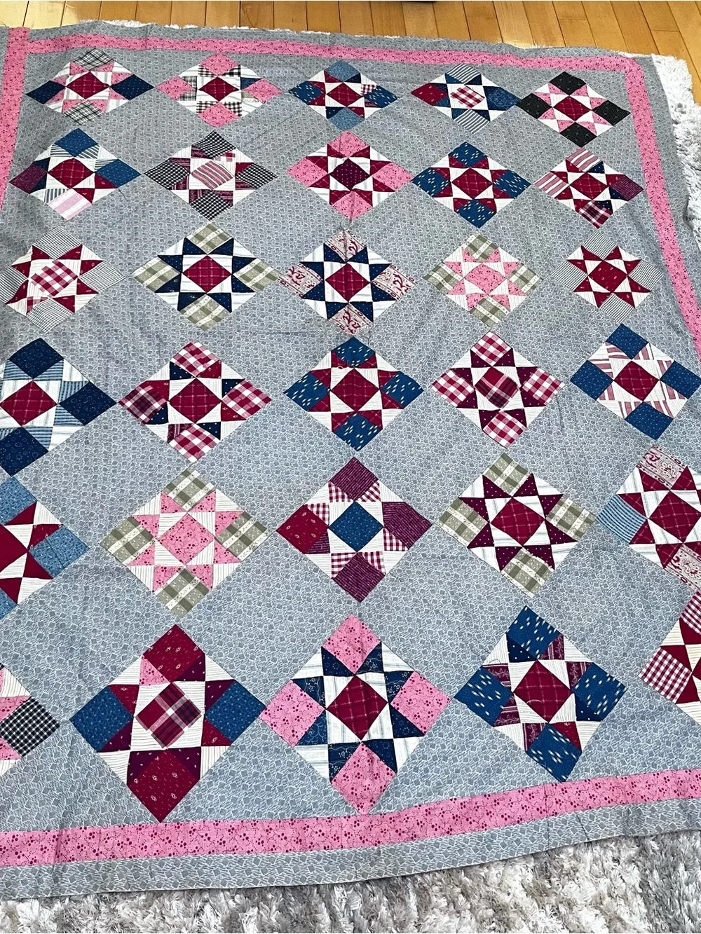Antique 1890s Patchwork Quilt Top Nine Patch 78